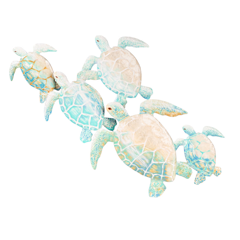 Evergreen Home Accents,Turtle Family Capiz & Metal Wall Décor,2.75x31.75x18 Inches