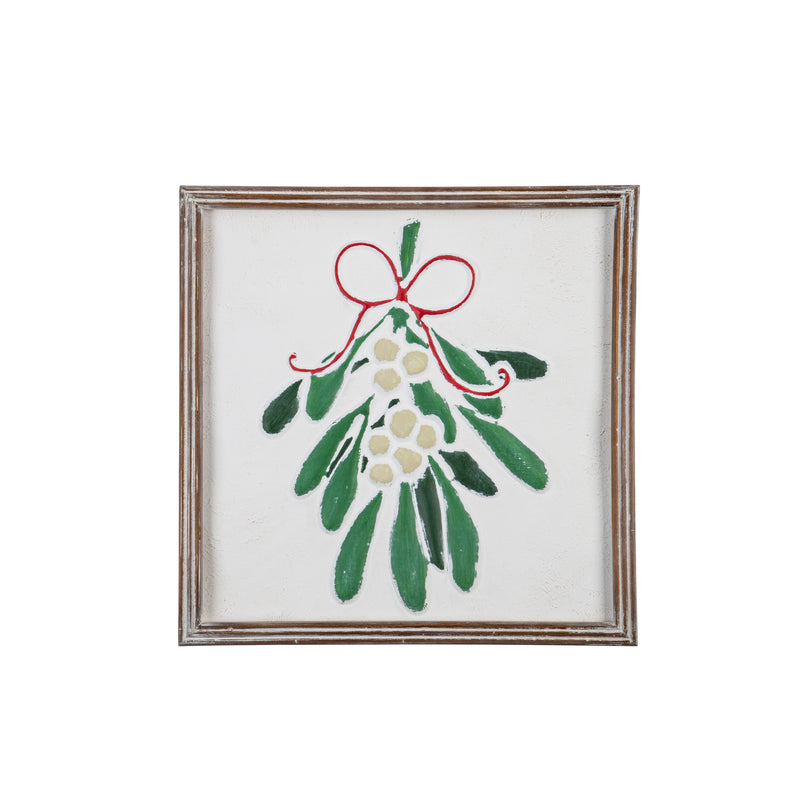 Metal Embossed Christmas Wall Decor with Wooden Frame,6awd981