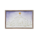 Metal Embossed Wall Decor with Wooden Frame, Nativity Scene,6awd982