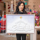 Metal Embossed Wall Decor with Wooden Frame, Nativity Scene,6awd982