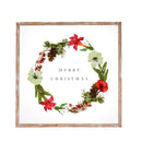 Square Acrylic Wall Decor with Wooden Frame, Merry Christmas Wreath,6awd994