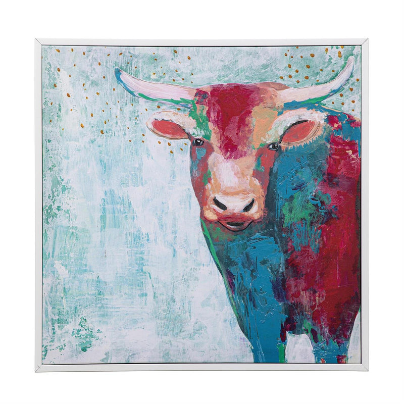 Canvas Wall Art with Wooden Frame, Cow, 24" L x 24" H