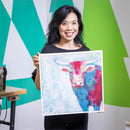 Canvas Wall Art with Wooden Frame, Cow, 24" L x 24" H