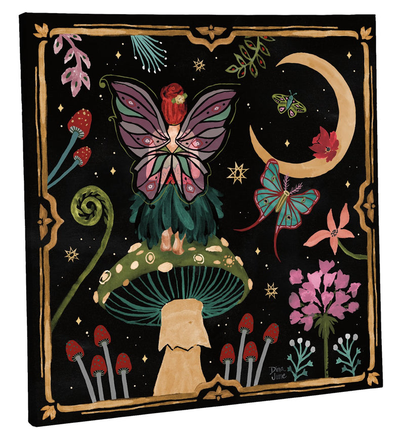 Evergreen Home Accents,14" H x 14" L Outdoor Canvas, Fairy Staring at the Moon,13.98x0.79x13.98 Inches