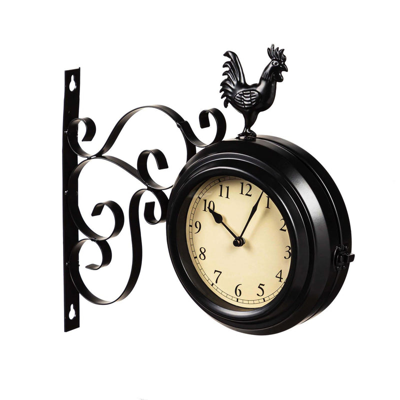 Petal & Plow Outdoor Wall Décor, Clock, Metal, Rooster