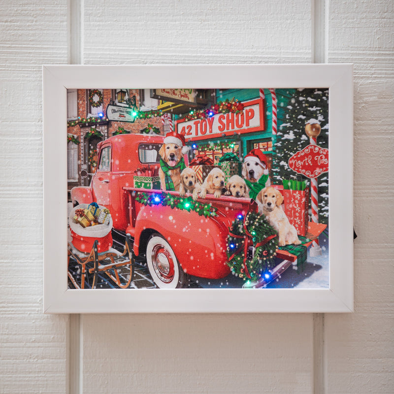 8" H x 10" L LED Christmas Canvas with White Frame,6ltc13