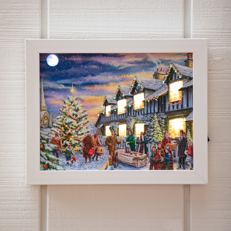 8" H x 10" L LED Christmas Canvas with White Frame,6ltc13