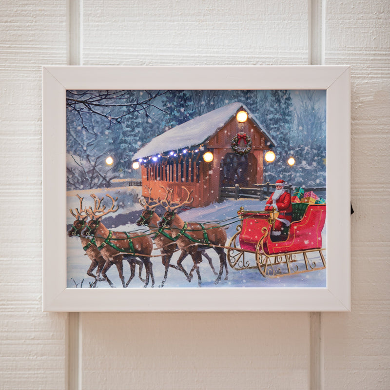 8" H x 10" L LED Christmas Canvas with White Frame,6ltc13