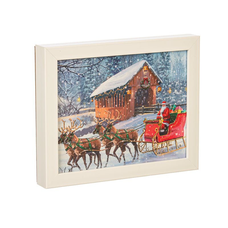 8" H x 10" L LED Christmas Canvas with White Frame,6ltc13