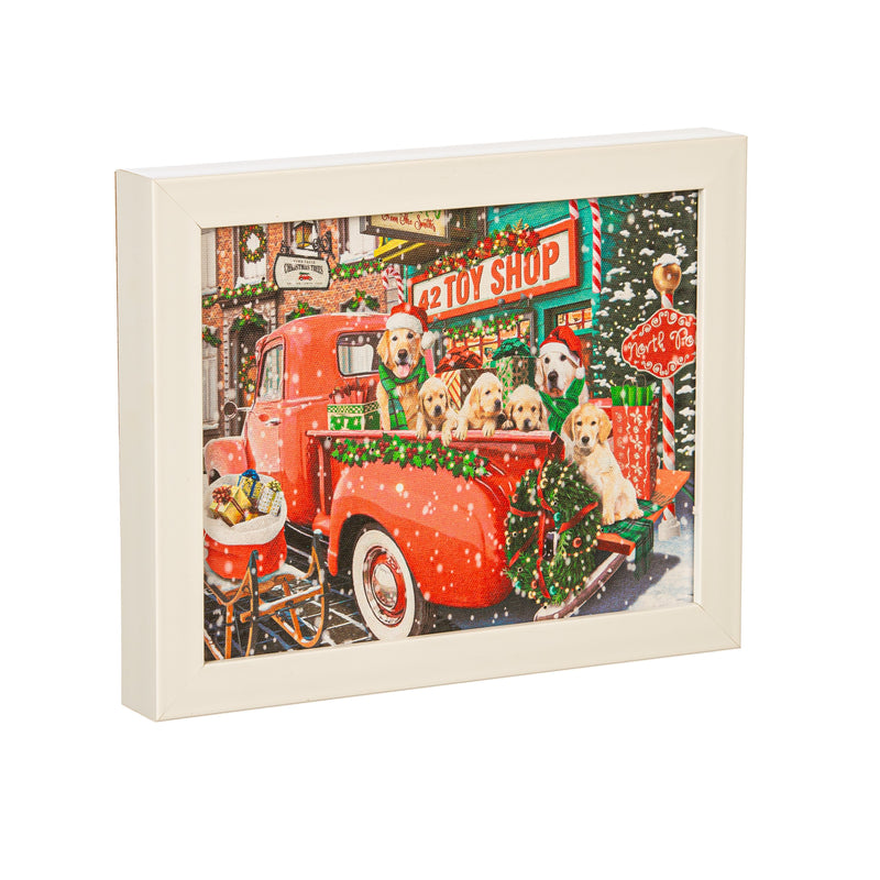 8" H x 10" L LED Christmas Canvas with White Frame,6ltc13