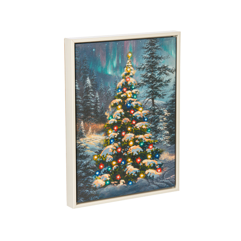 16" H x 12" L LED Christmas Canvas with White Frame,6ltc14