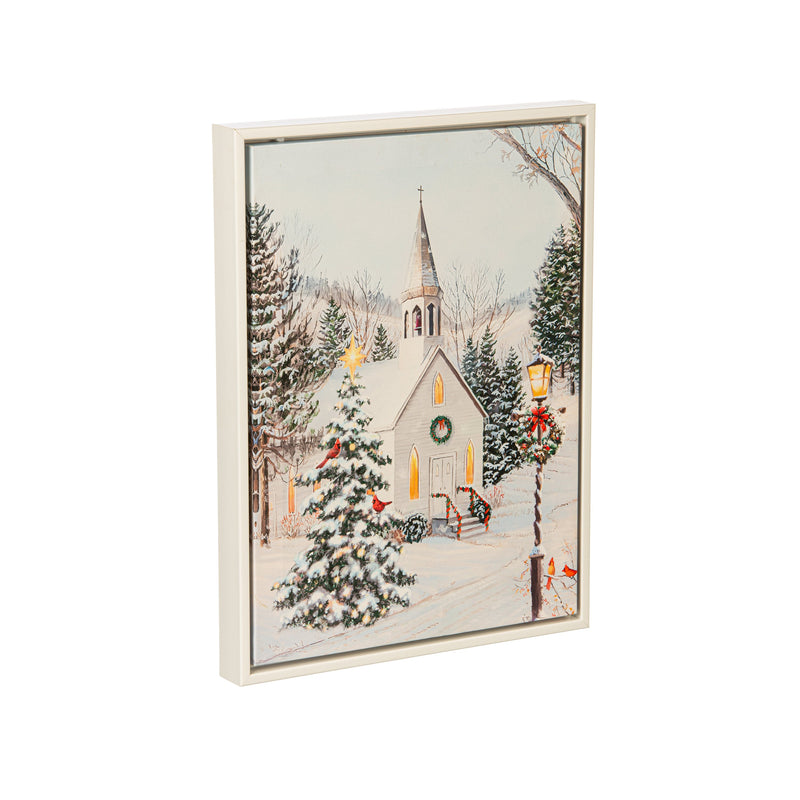 16" H x 12" L LED Christmas Canvas with White Frame,6ltc14