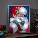 Traditional Santa Wall Decor, LED Canvas with White Frame, Classic Santa, 16" L x 12" H