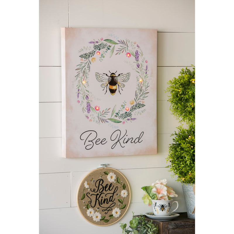 LED Canvas Wall Decor, 16"W x 20"H, Bee Kind,6ltc5001