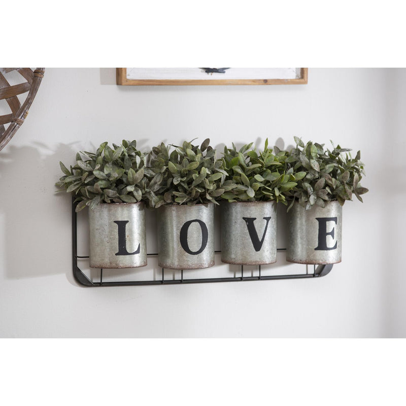 Galvanized Metal Wall Pockets "LOVE"