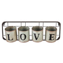 Galvanized Metal Wall Pockets "LOVE"