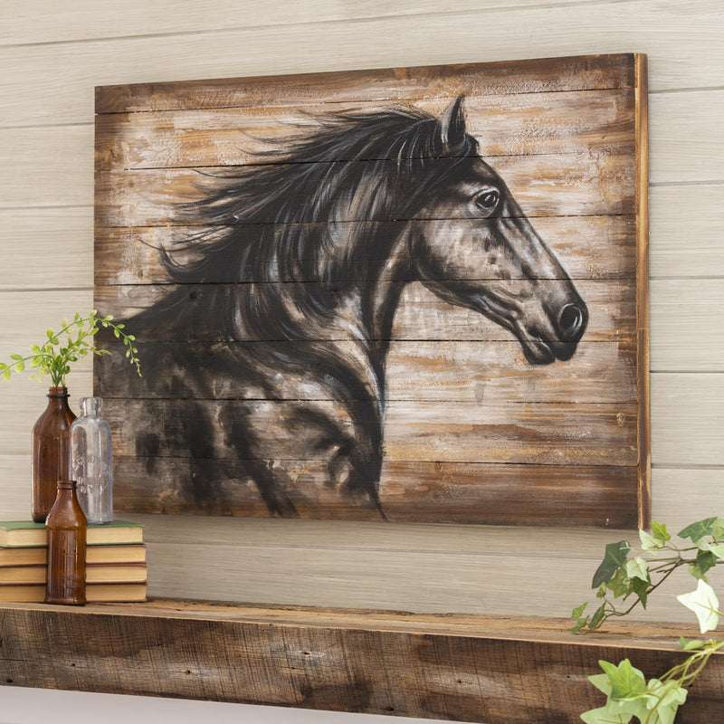 36"x24" Wood Painted Horse Wall Décor