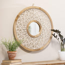 Blue Coastal Indoor Wall Décor, Alternative Wall, Macrame Circular Mirror, 25"
