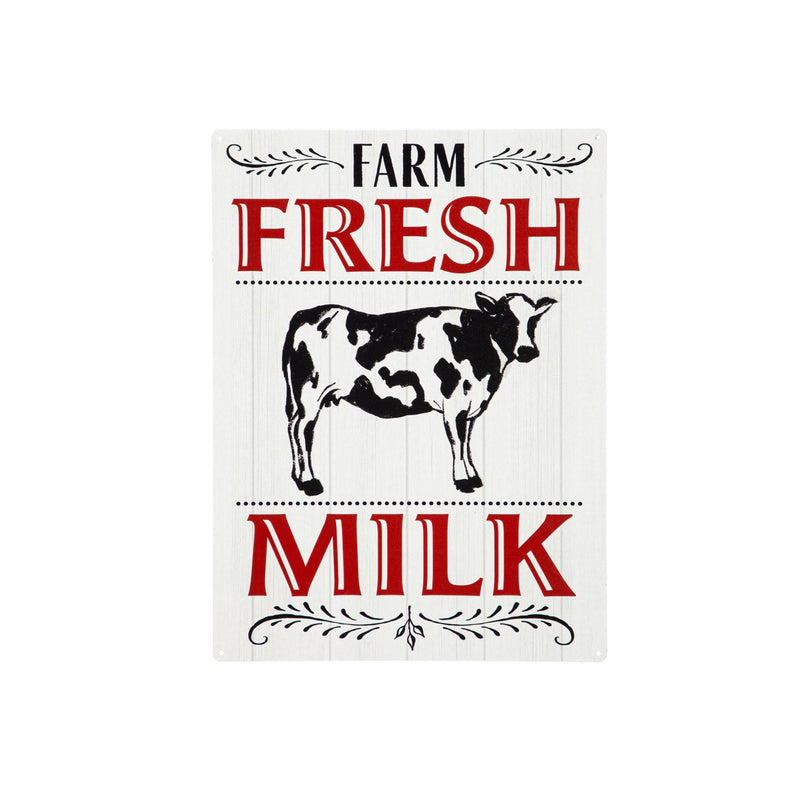 11.5"L x 15.5"H Metal USA Wall Décor, Farm Fresh Milk,6m9220