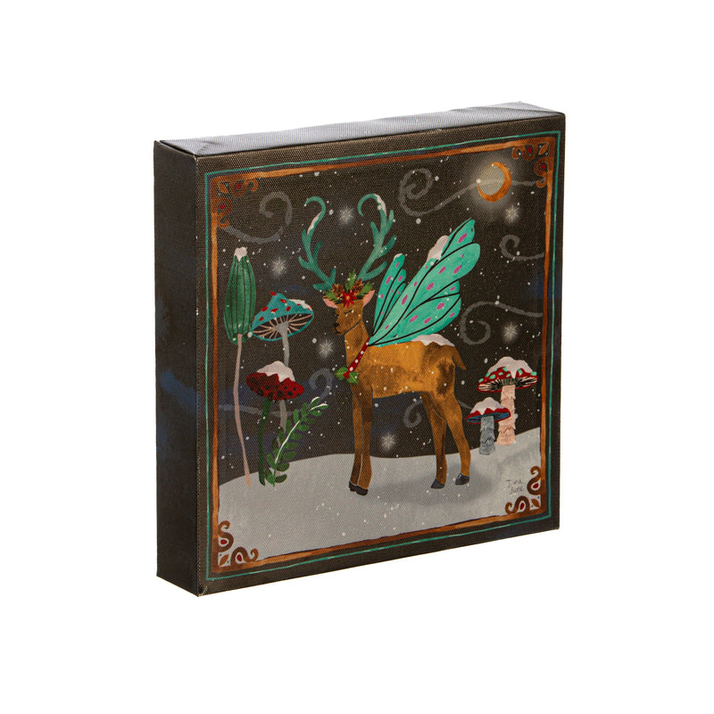 8" H x 8" L LED Mini Canvas with Ribbon, Forest of Wonder,6mcl50023