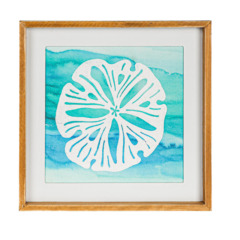 Sand Dollar and Star Fish Paper Wood Frame Wall Art, Set of 2