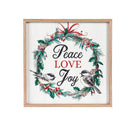 16" H x 16" L Indoor Framed Wood Wall Art "Peace Love Joy"