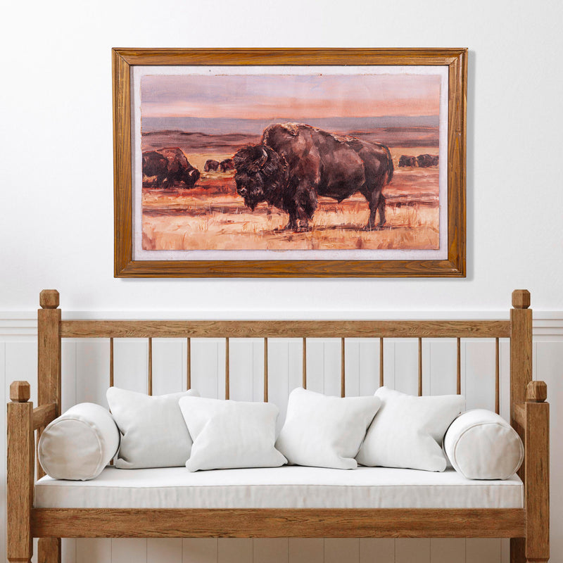 Bison Wooden Wall Decor, 23.5"H x 36"L