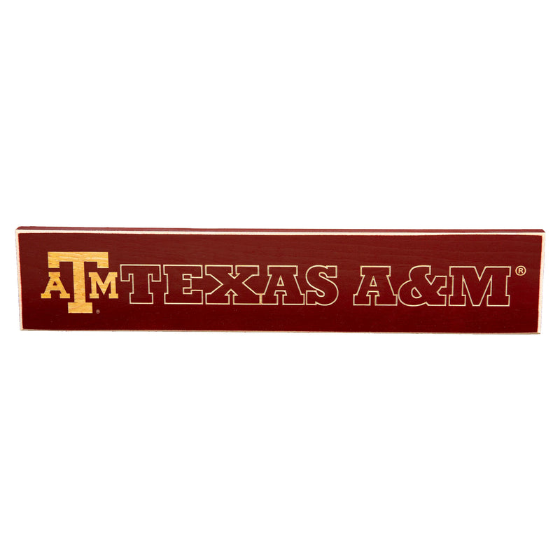 Texas A&M Engraved Wood Sign, 3.5" x 18"