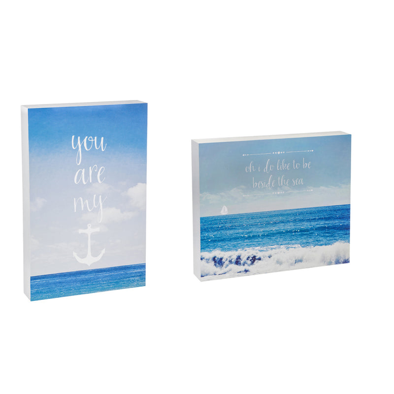 You Are My Anchor 9x14 and Like To Be Beside The Sea 12x10 Wood Plocks, Set of 2,6wp5883