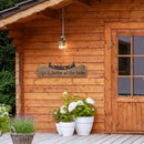 Wood and Metal Sign, Lake & Lodge, 8" H x 23" L