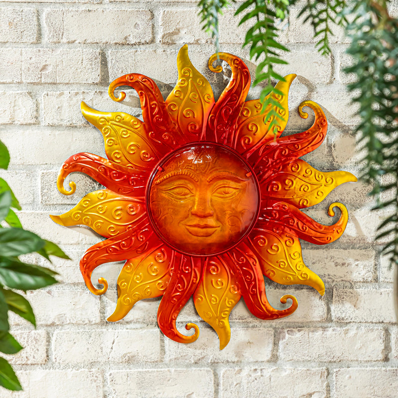 Metal & Glass Sun Wall Decor