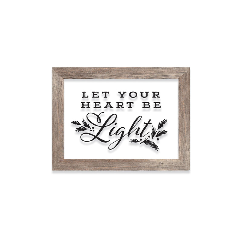 Wood Framed Decor, Set of 3 "Happy Holidays" "Let Your Heart Be Light" "Tis the Season"