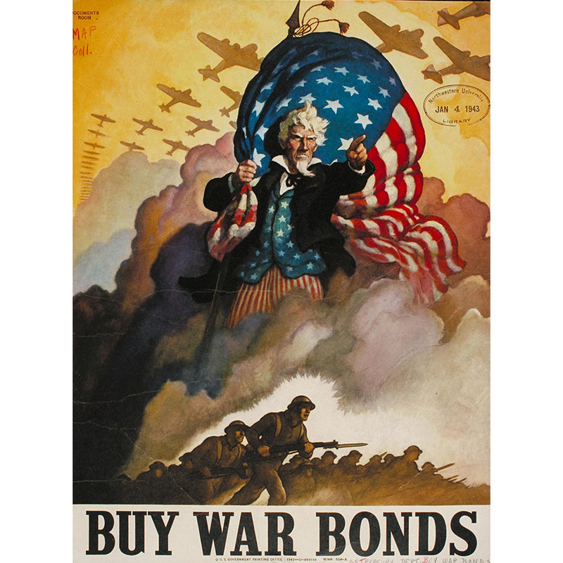 Buy War Bonds US Vintage Military 15.5"L x 11.5"H Metal USA Wall Decor
