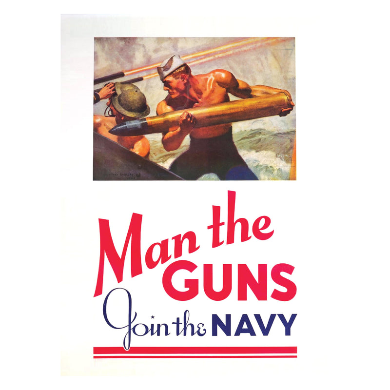 Man the Guns US Navy Metal USA Wall Decor, 15.5"L x 11.5"H