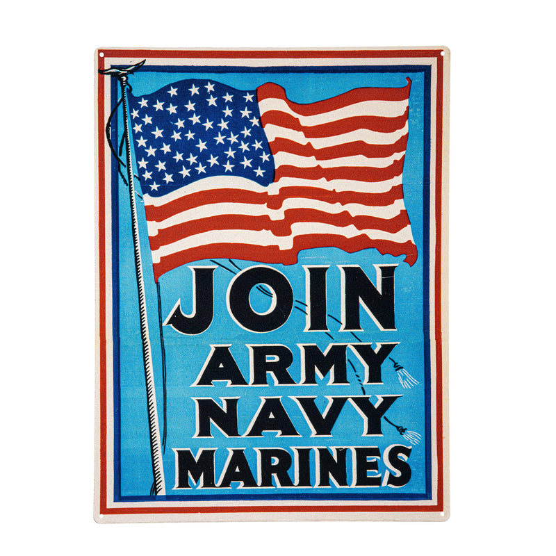 JOIN US Marine Corps Metal USA Wall Decor, 15.5"L x 11.5"H