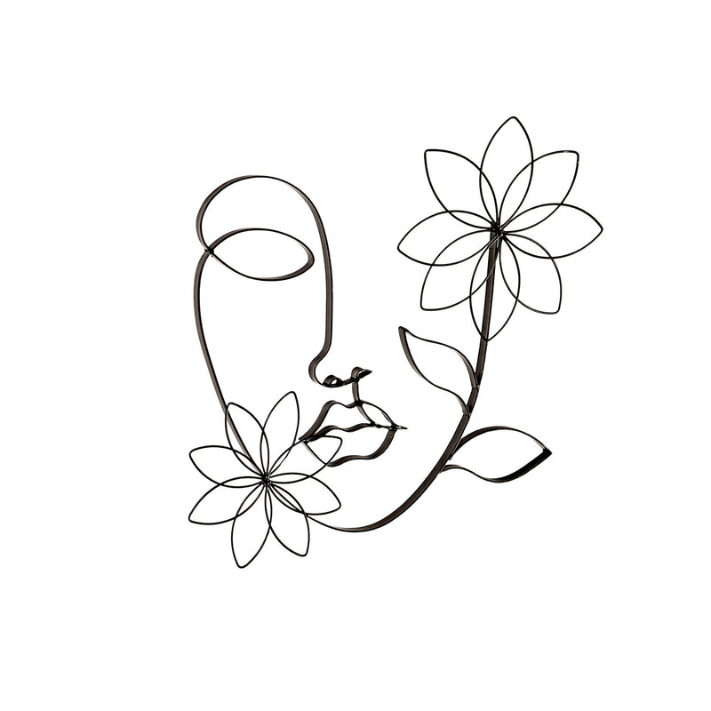 Artistic Shaped Metal Wire Floral Face Wall Decor