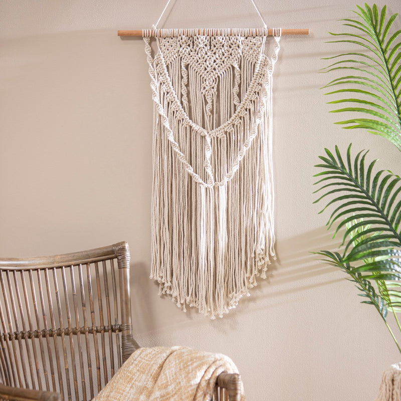 18" Macrame Braided Tapestry Wall Decor, Natural
