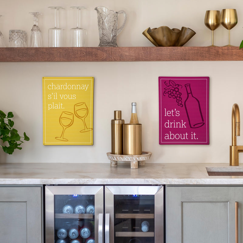Made in the USA Metal Sign, "Chardonnay s'il vous plait", 11.5"L x 15.5"H