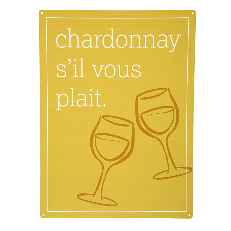 Made in the USA Metal Sign, "Chardonnay s'il vous plait", 11.5"L x 15.5"H