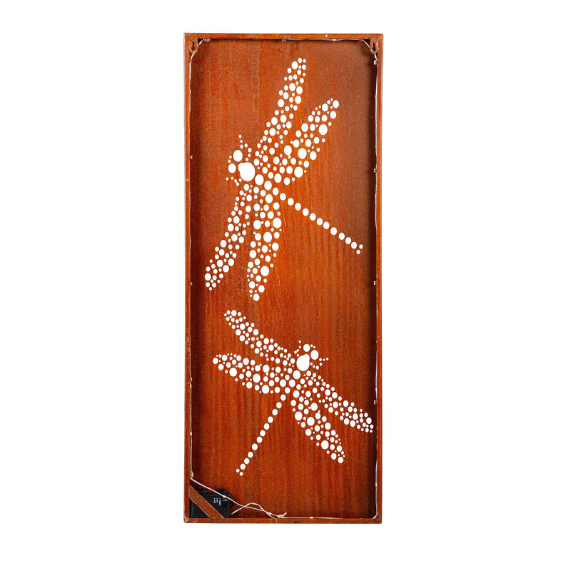 Pollinator Garden Outdoor Wall Decor, LED Laser Cut Metal, Dragonfly, 15" L x 40" H