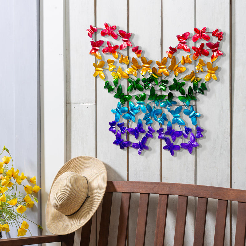 Rainbow Metal Butterfly Wall Decor