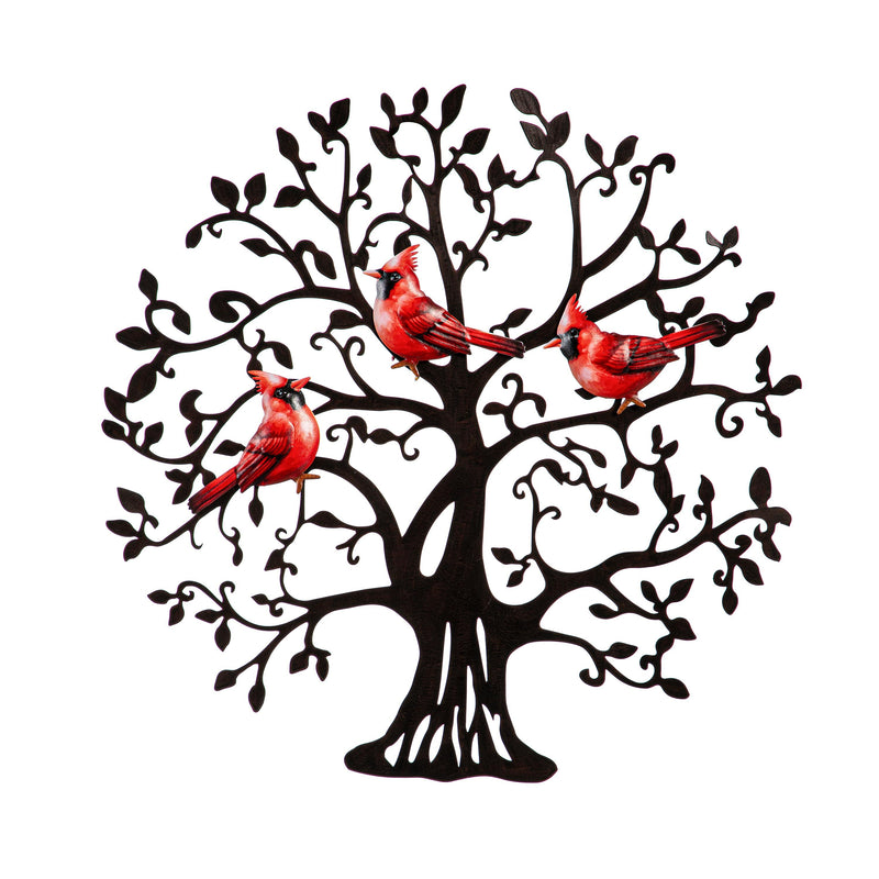 Metal Tree with Cardinals Wall Decor