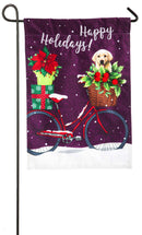 Happy Holiday Bicycle Garden Linen Flag