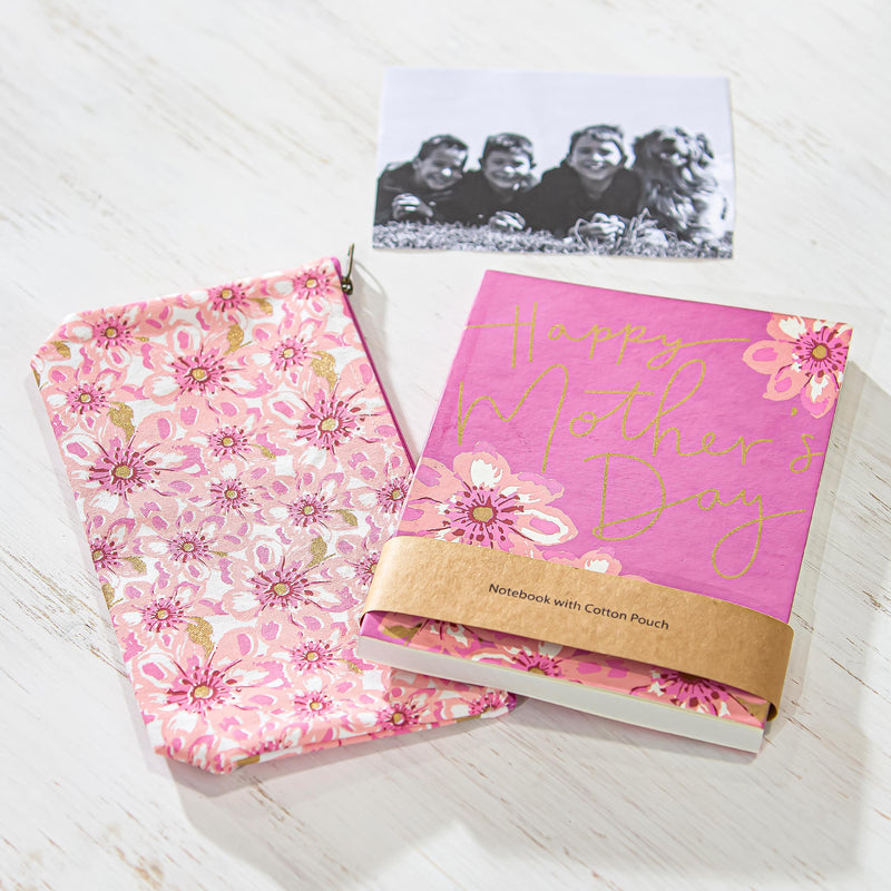 Happy Mother's Day Fabric Pouch and Notebook Set
