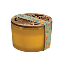 Glass Harvest Soy and Palm Wax Candle with Laser Cut Wooden Leaf Lid