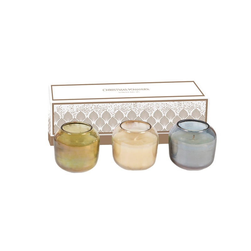 Evergreen Gifts,3.5" Luster Glass Candle Set,11.6x4.3x3.7 Inches