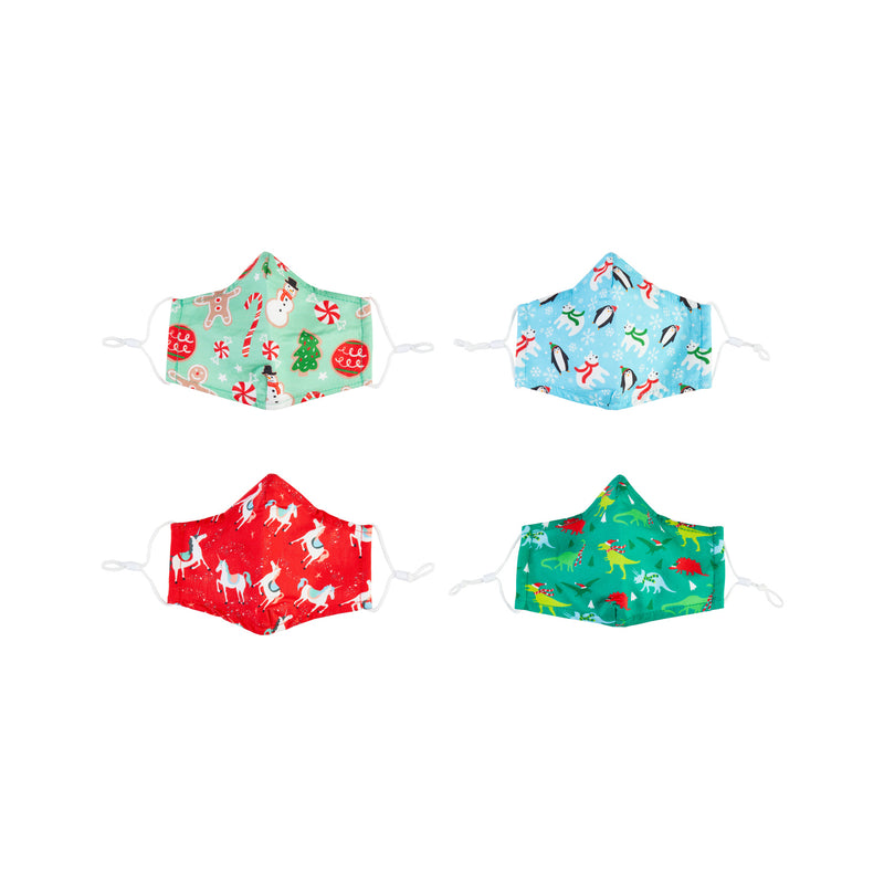 Children's Non-Medical Cotton Face Mask, Holiday, Set of 4,7cdu108ecm