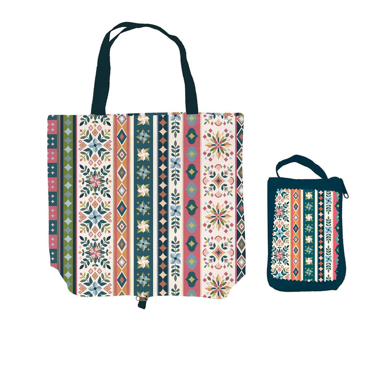 Diamond Tapestry Tote Foldable Compact Tote Bag, 15.5"L x 4.5"W x 16.5"H