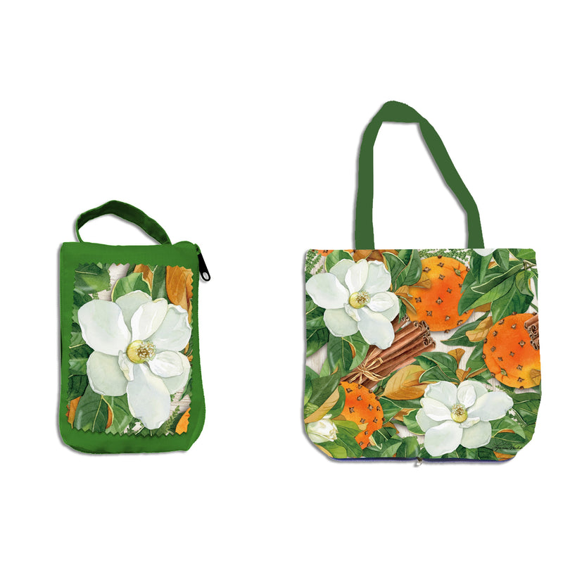 Evergreen Gifts,Fall Magnolia Compact Tote Bag,15x0.1x14 Inches