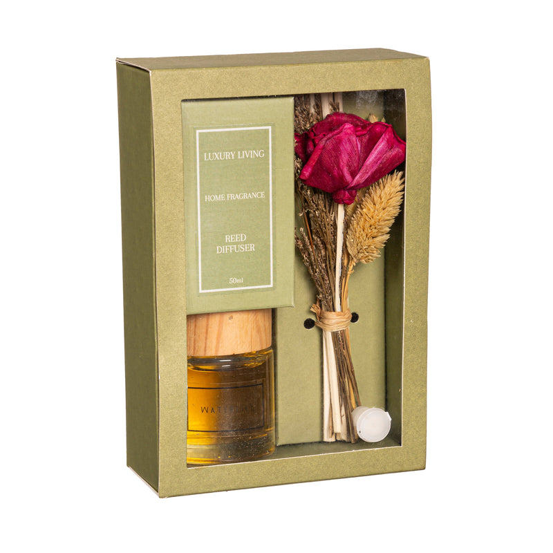 Evergreen Gifts,6" Glass Fragrance Diffuser with Dried Floral,1.8x1.8x6 Inches